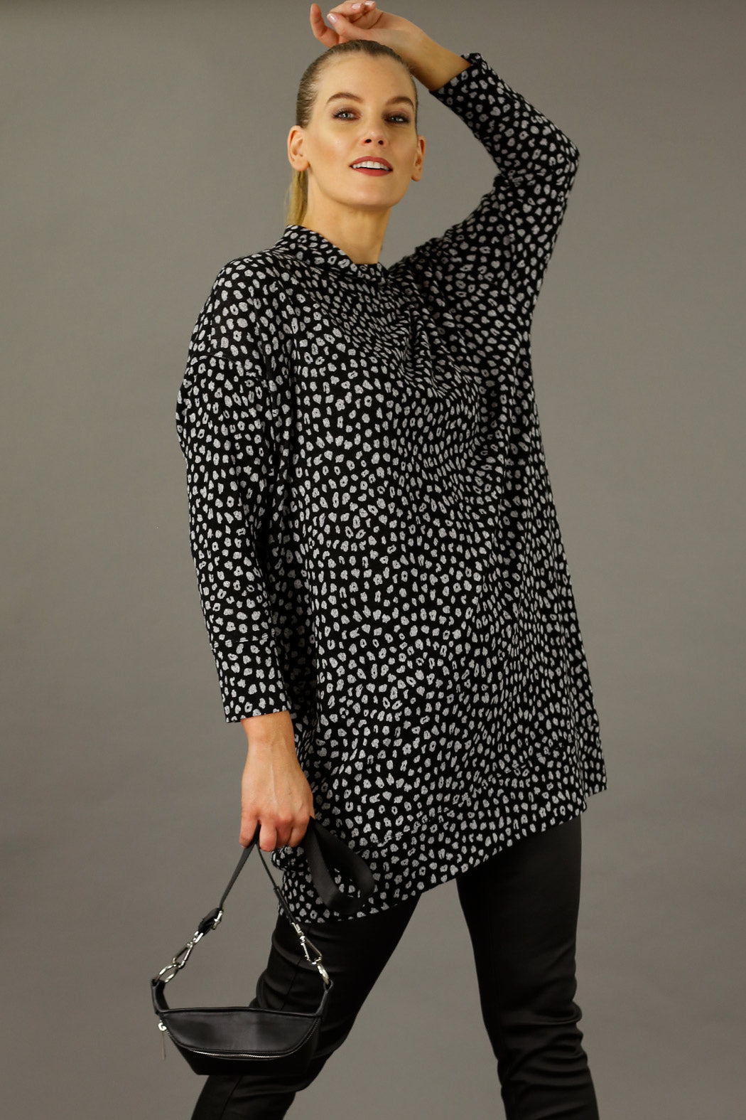Black/Silver Print Woolly Dress - FINAL SALE