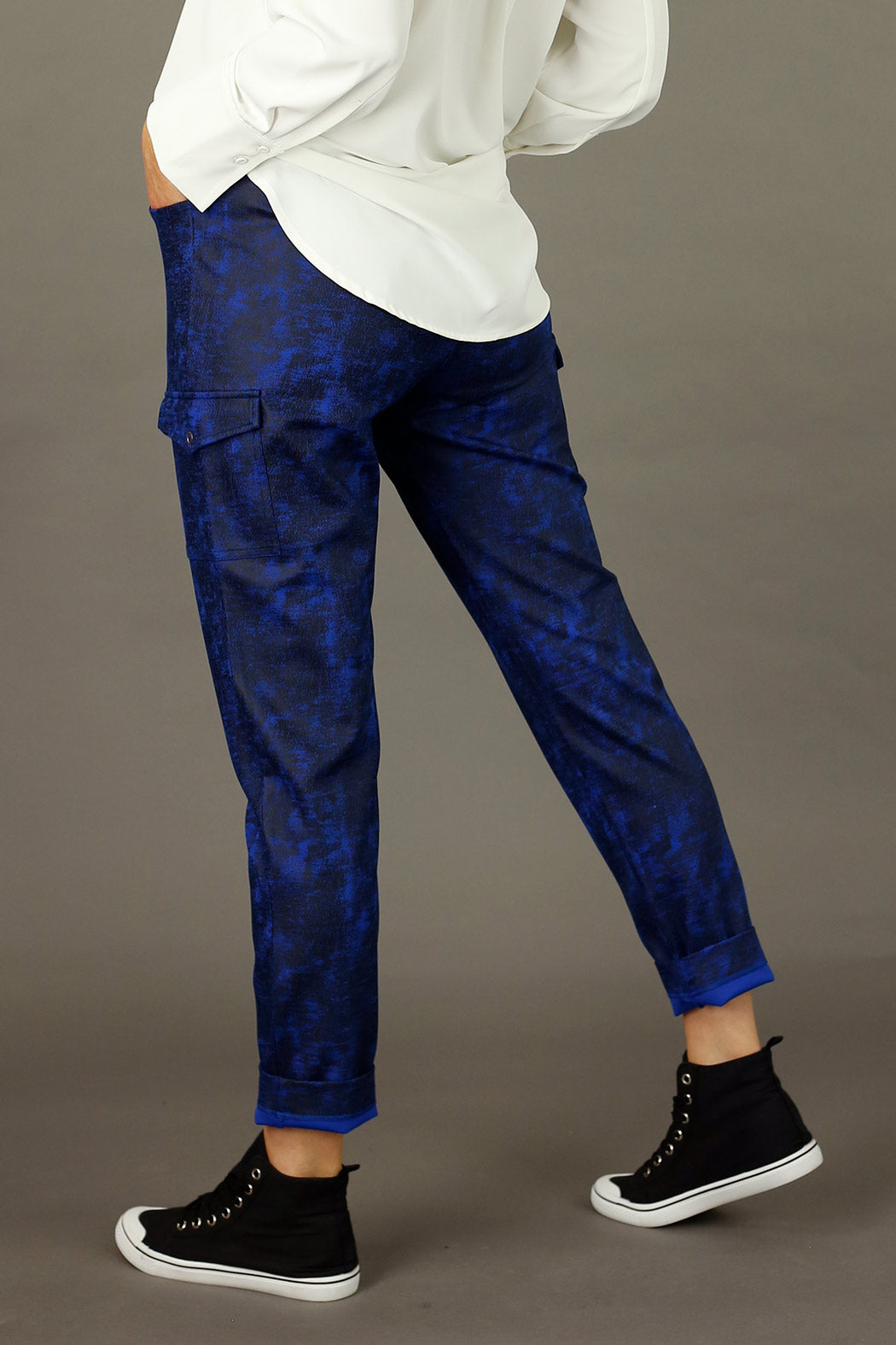 Cobalt Leatherette Cargo Jogger - SALE