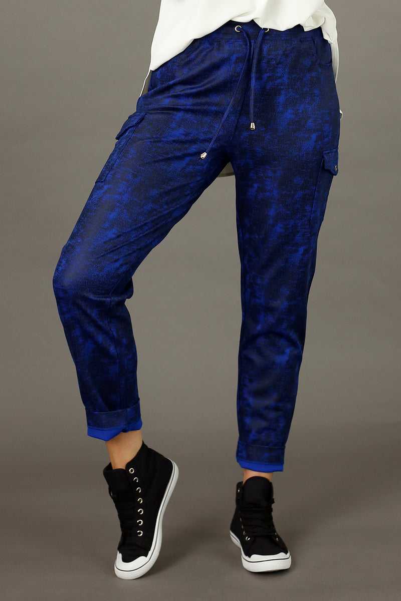 Cobalt Leatherette Cargo Jogger - SALE