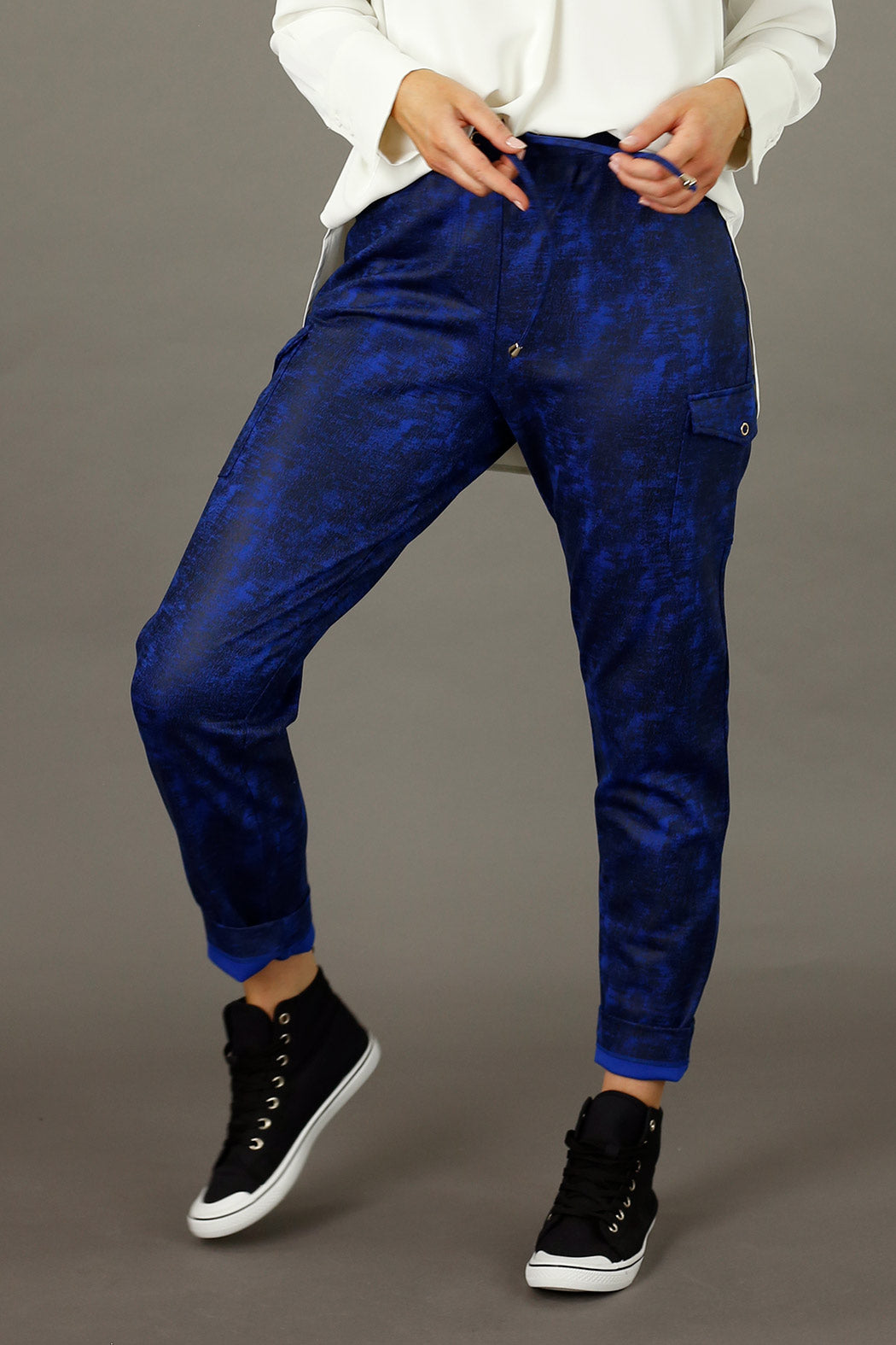 Cobalt Leatherette Cargo Jogger - SALE