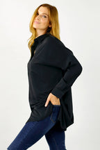Black Soft Touch Maxi Shirt