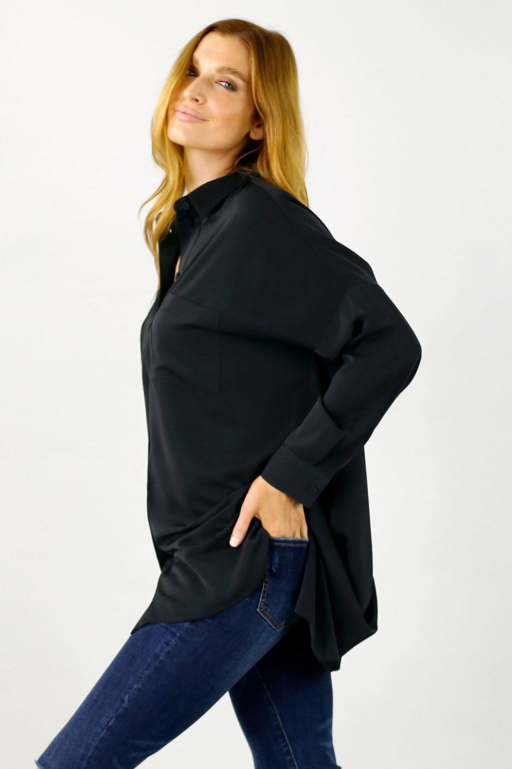 Black Soft Touch Maxi Shirt