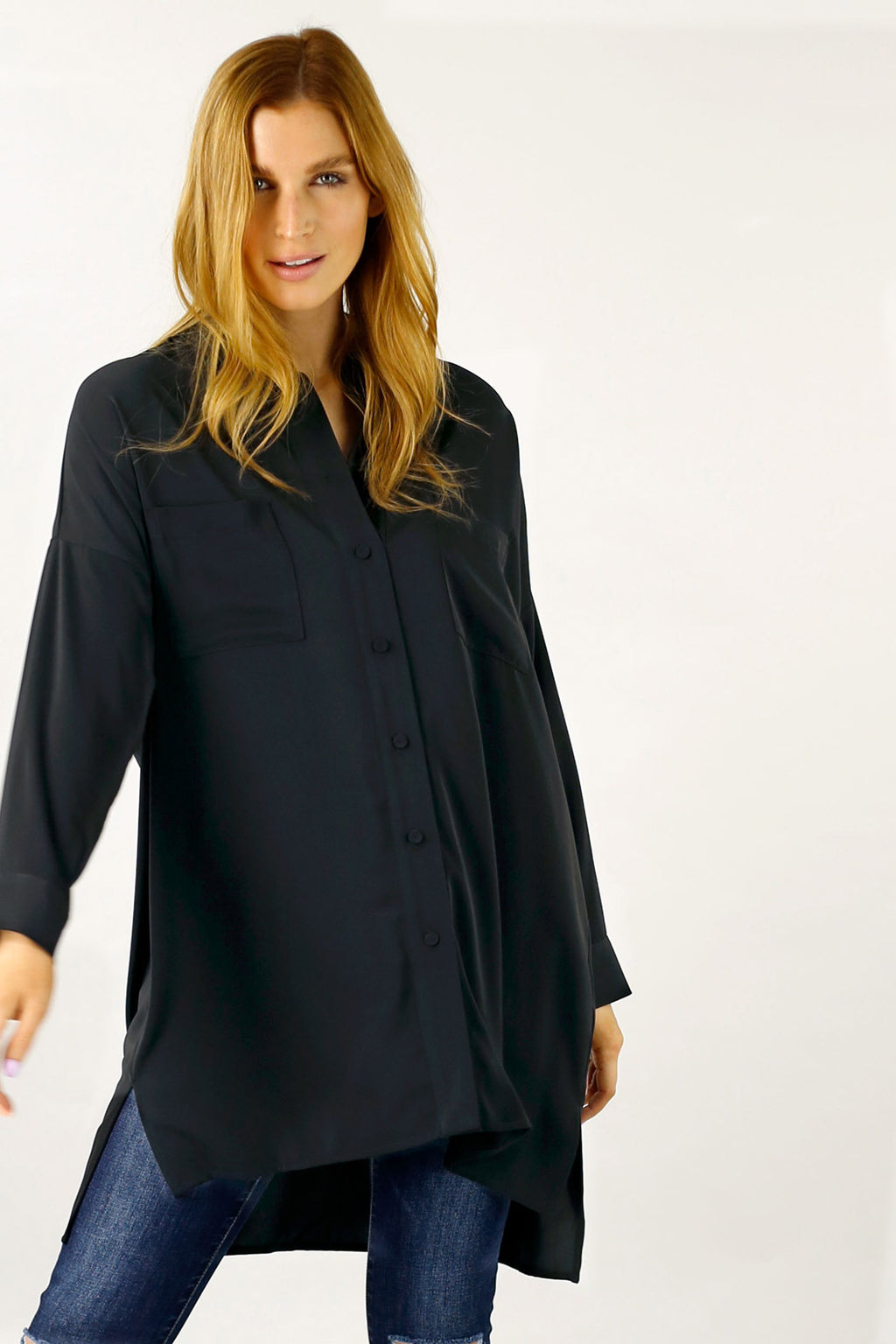 Black Soft Touch Maxi Shirt
