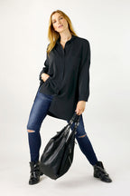 Black Soft Touch Maxi Shirt