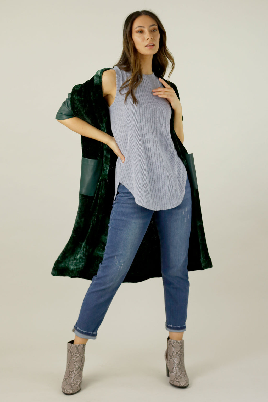 Pale Blue Rib Crew Cami