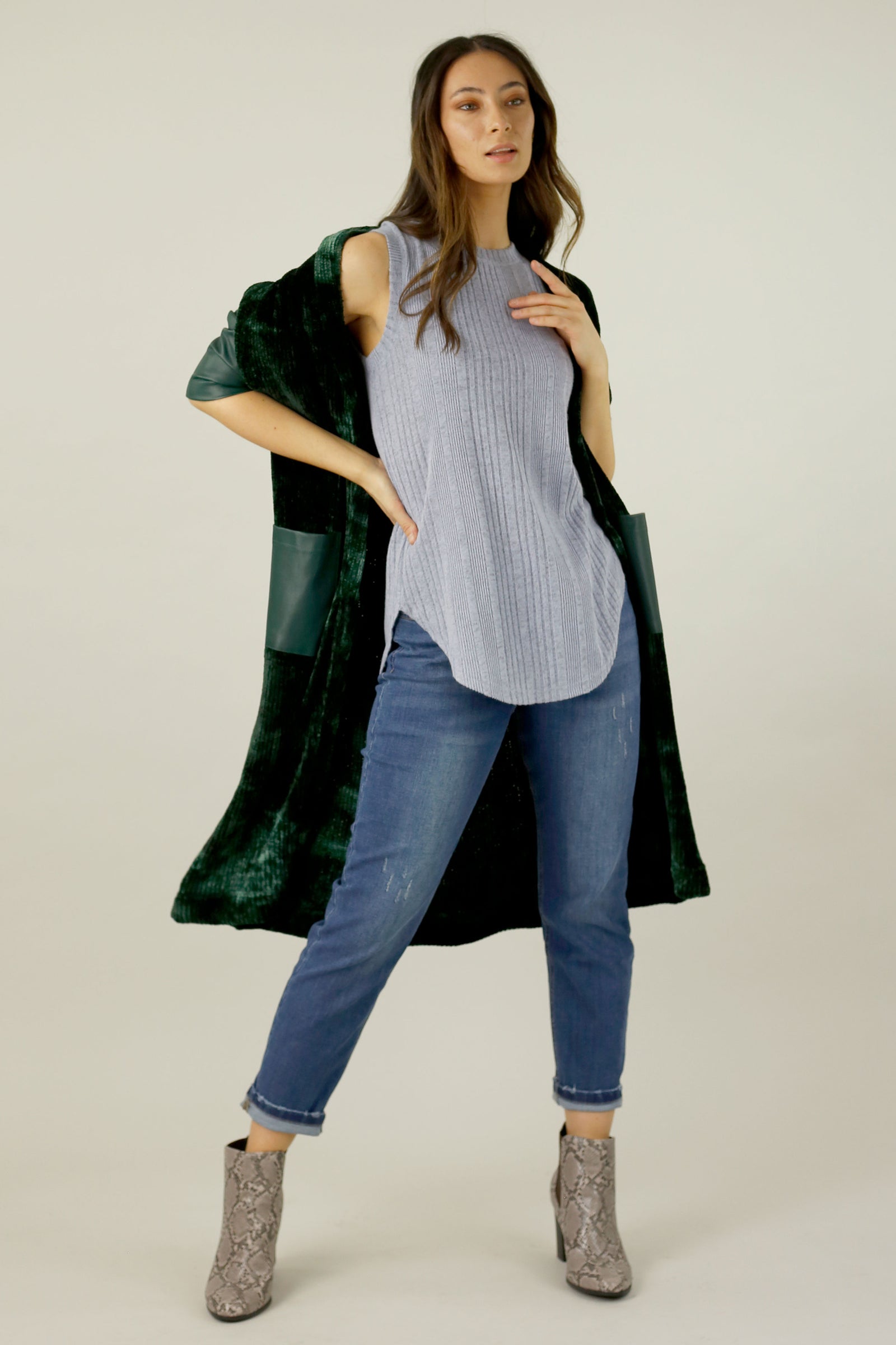 Pale Blue Rib Crew Cami