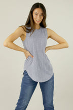 Pale Blue Rib Crew Cami