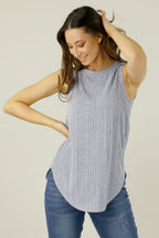 Pale Blue Rib Crew Cami