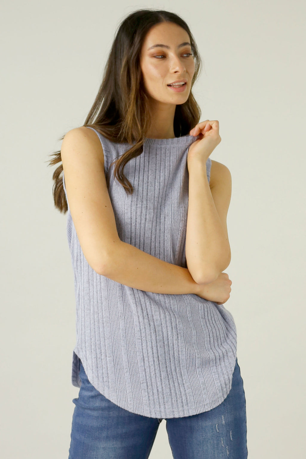 Pale Blue Rib Crew Cami