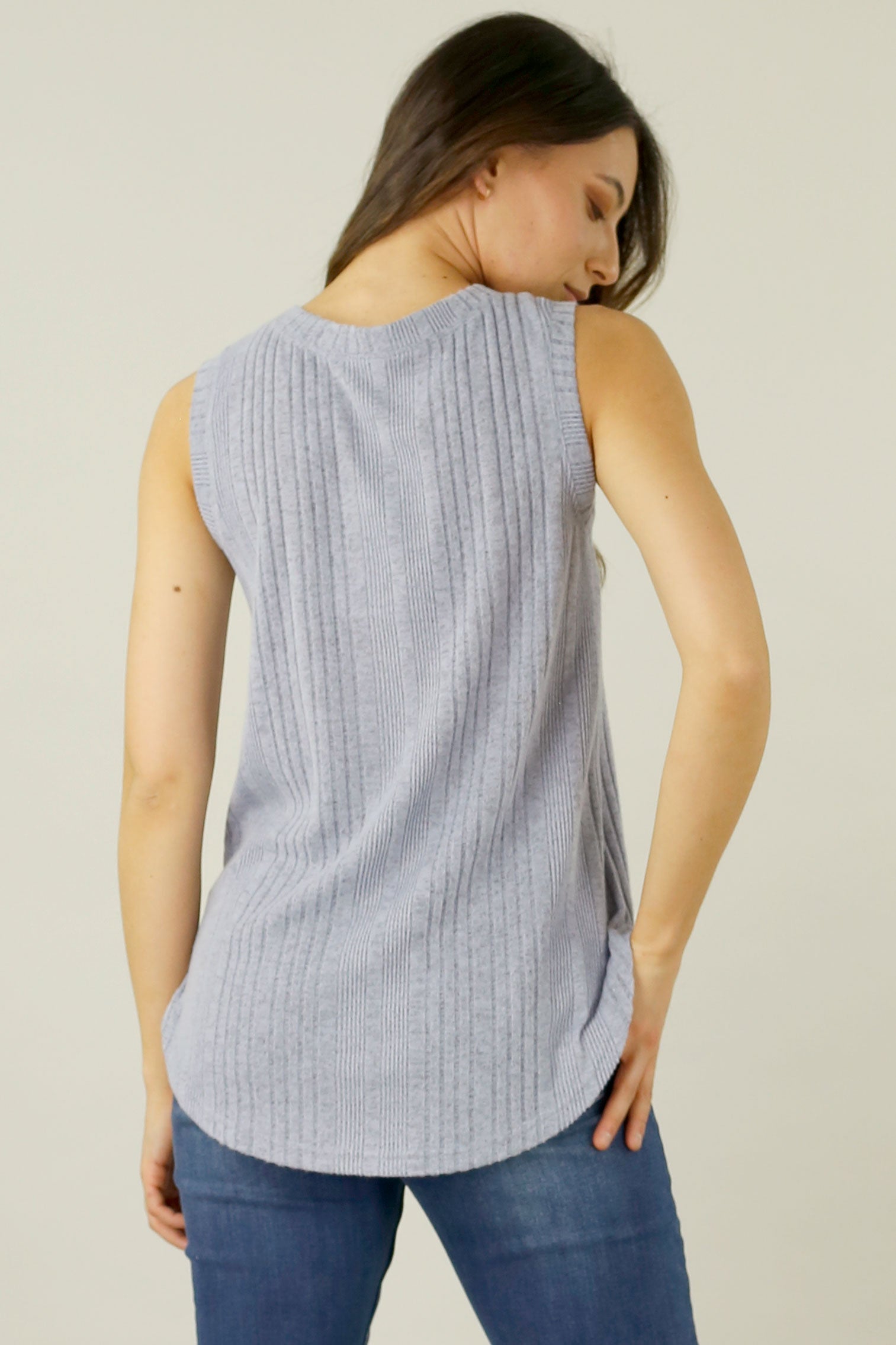 Pale Blue Rib Crew Cami