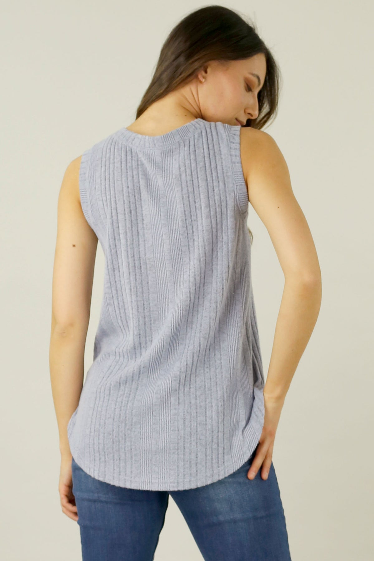 Pale Blue Rib Crew Cami
