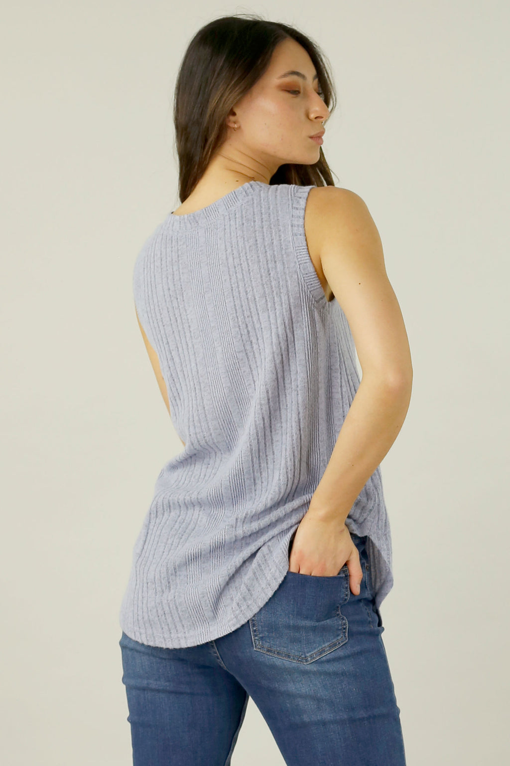 Pale Blue Rib Crew Cami