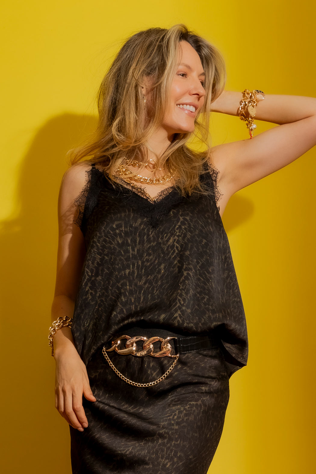 Gold/Black Lace Cami