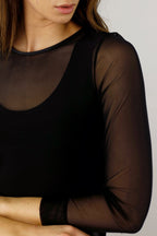 Black Mesh Sleeve Top