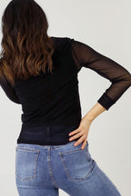 Black Mesh Sleeve Top