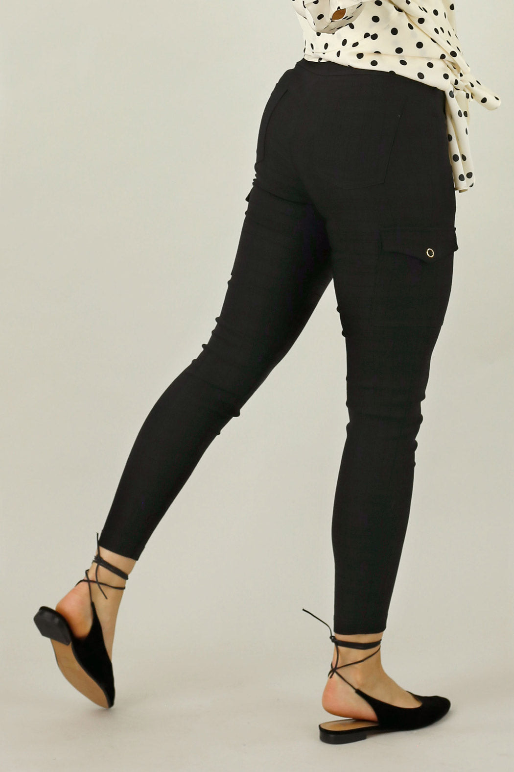 Black Check Bengaline Slim Cargo Pant - SALE