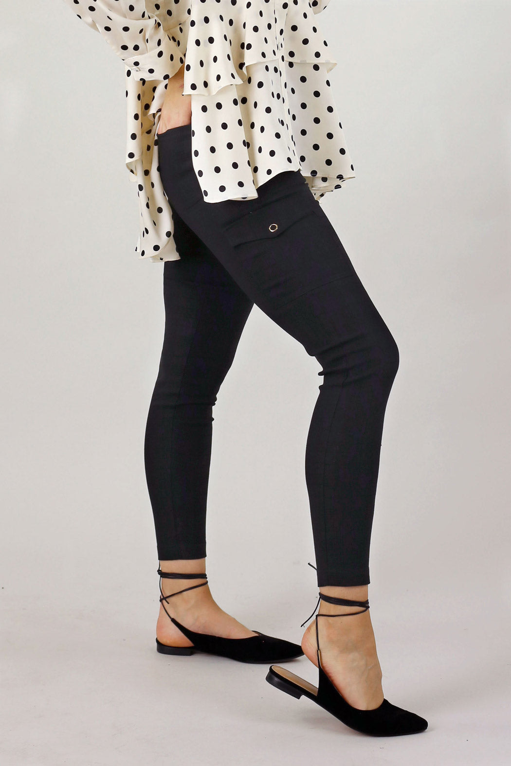 Black Check Bengaline Slim Cargo Pant - SALE