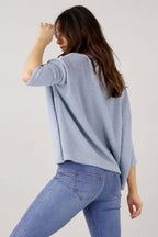 Pale Blue Mod Rib Crew Jumper