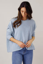 Pale Blue Mod Rib Crew Jumper