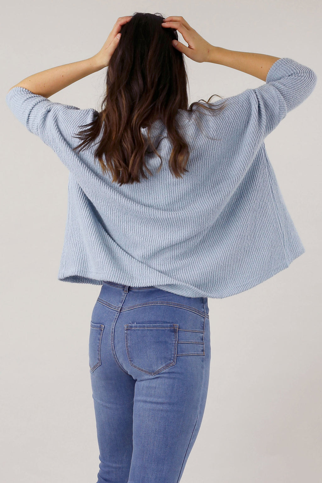 Pale Blue Mod Rib Crew Jumper