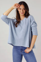 Pale Blue Mod Rib Crew Jumper