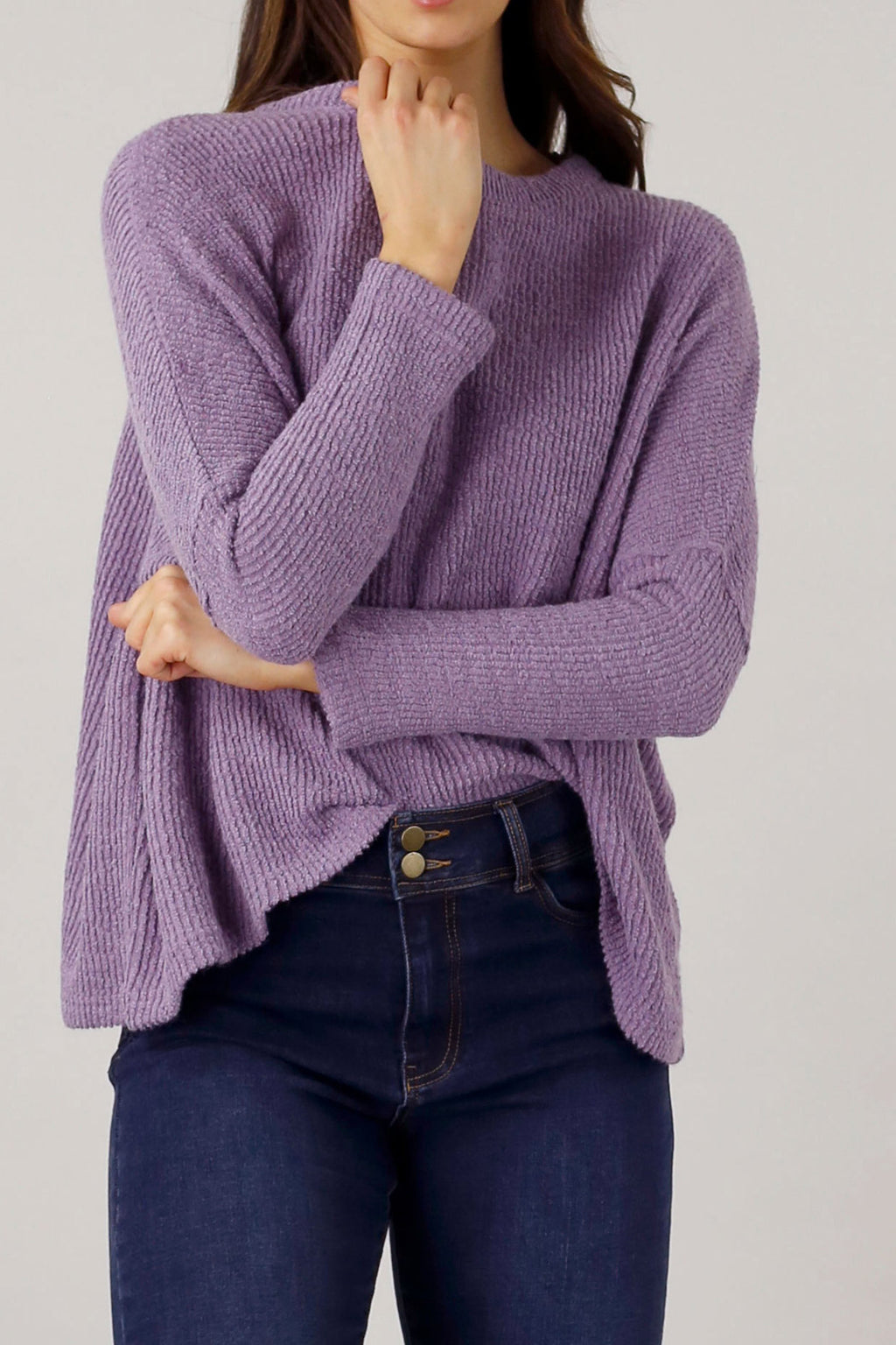 Lilac Mod Rib Crew Jumper