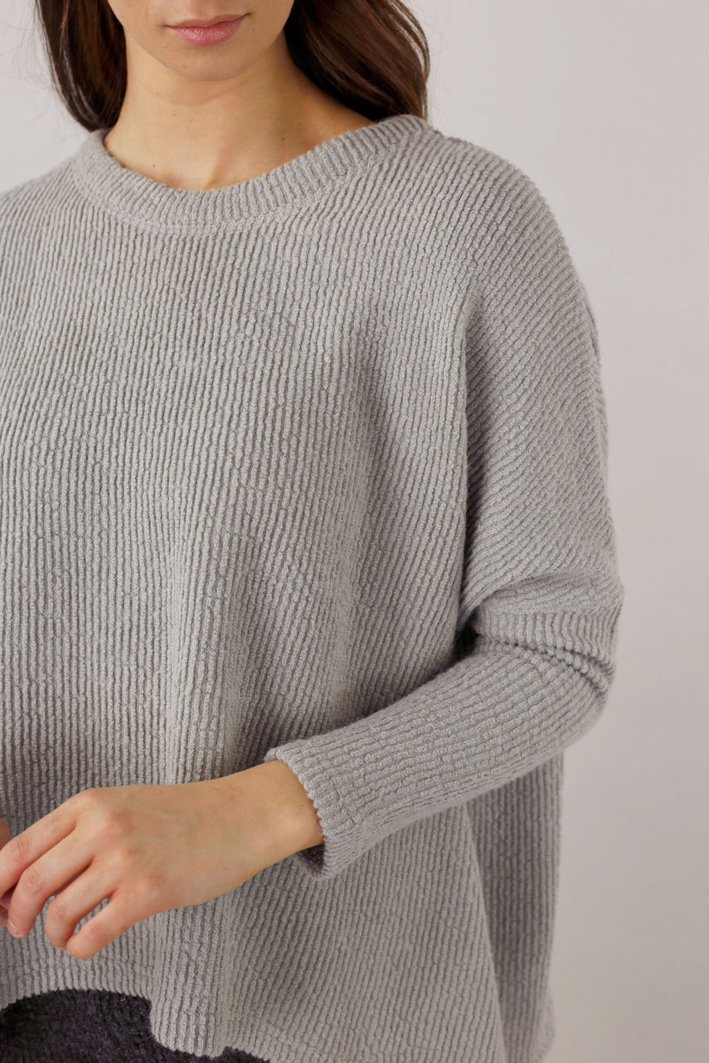 Silver Mod Rib Crew Jumper