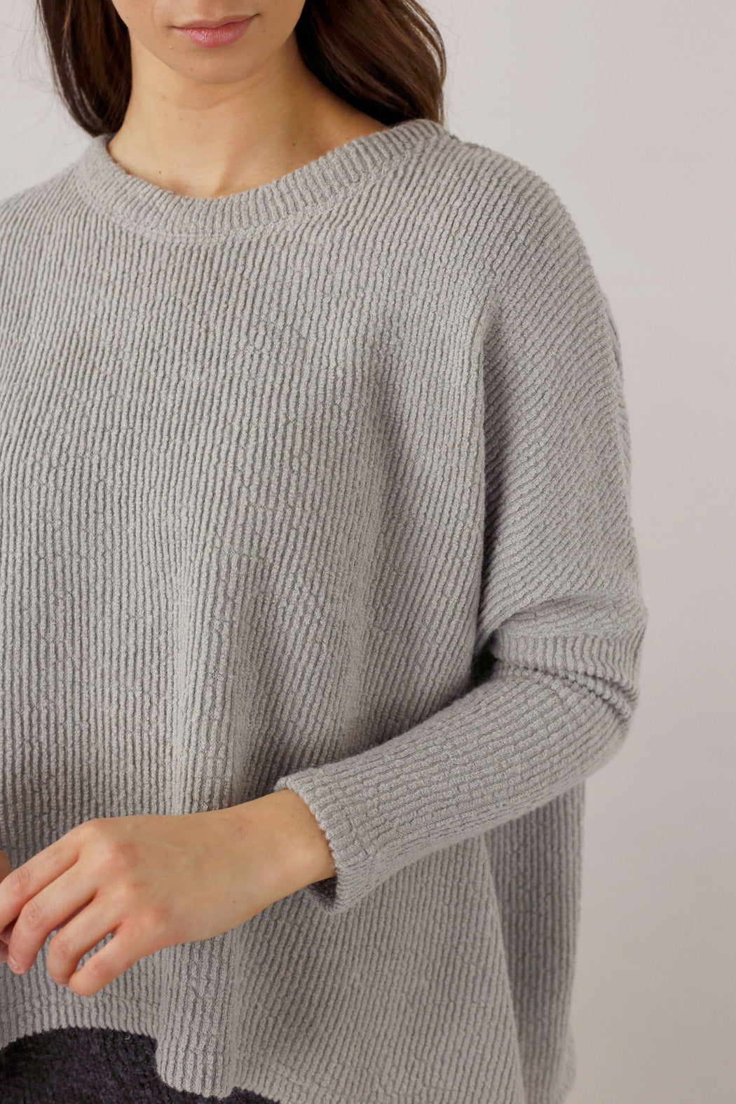 Silver Mod Rib Crew Jumper