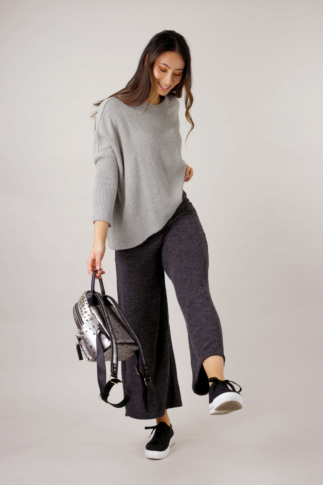 Silver Mod Rib Crew Jumper