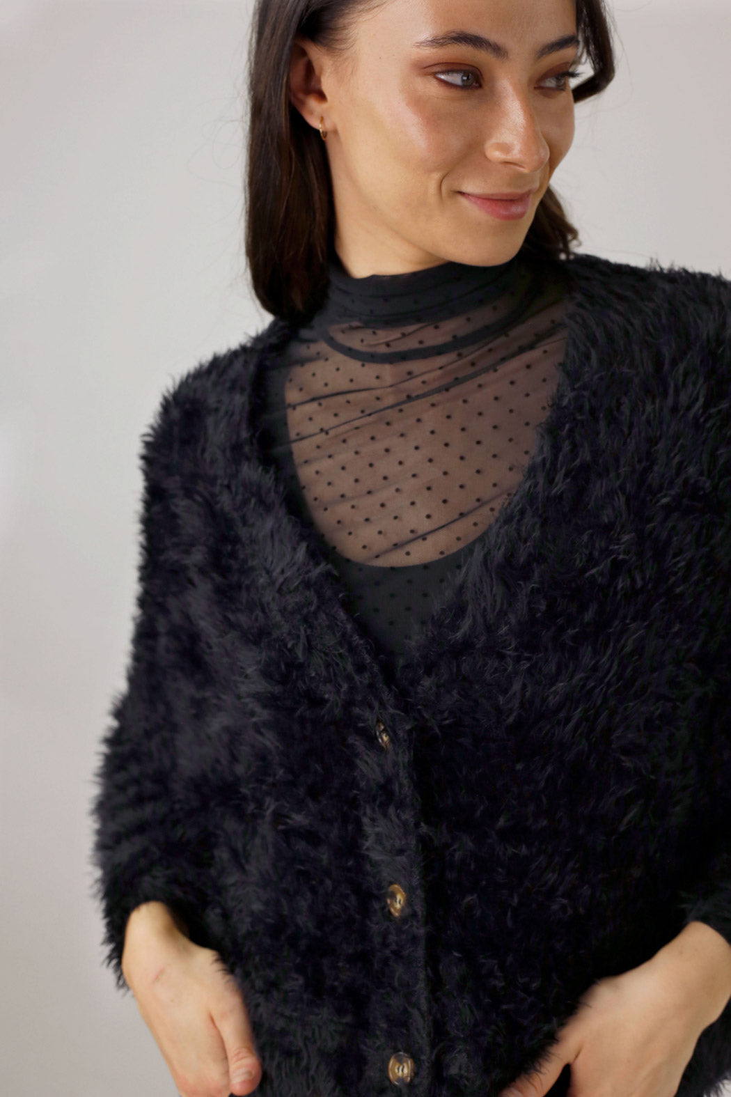 Black Plush Wonder Cardi - FINAL SALE