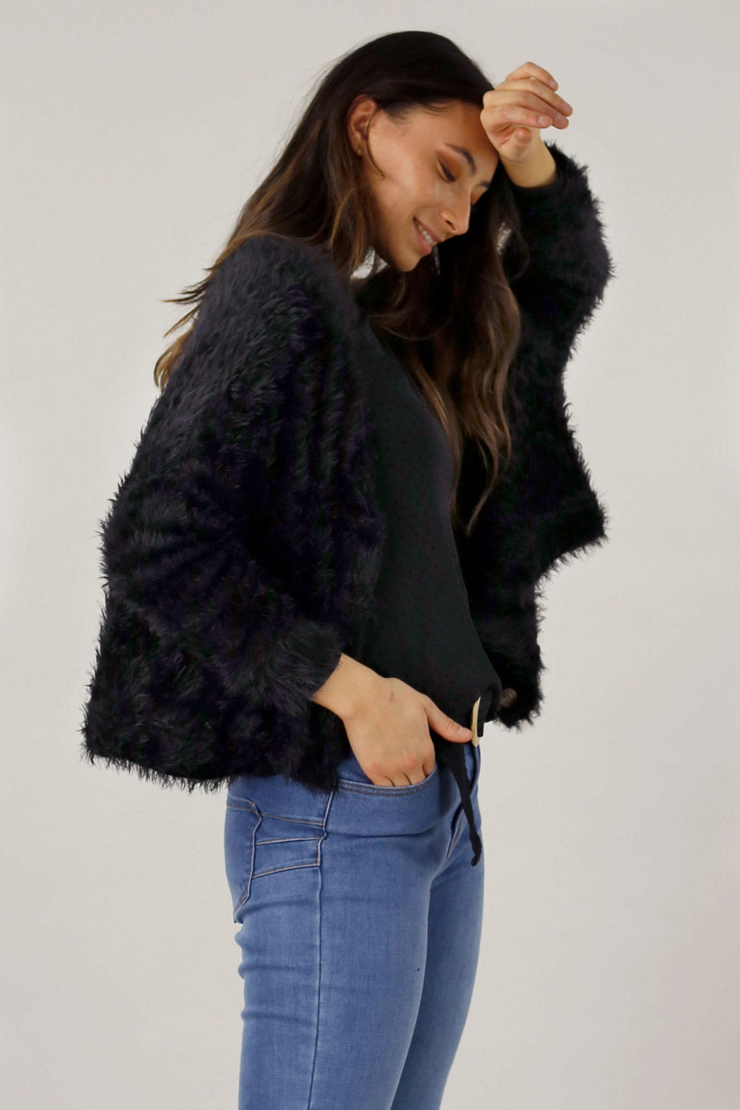 Black Plush Wonder Cardi - FINAL SALE