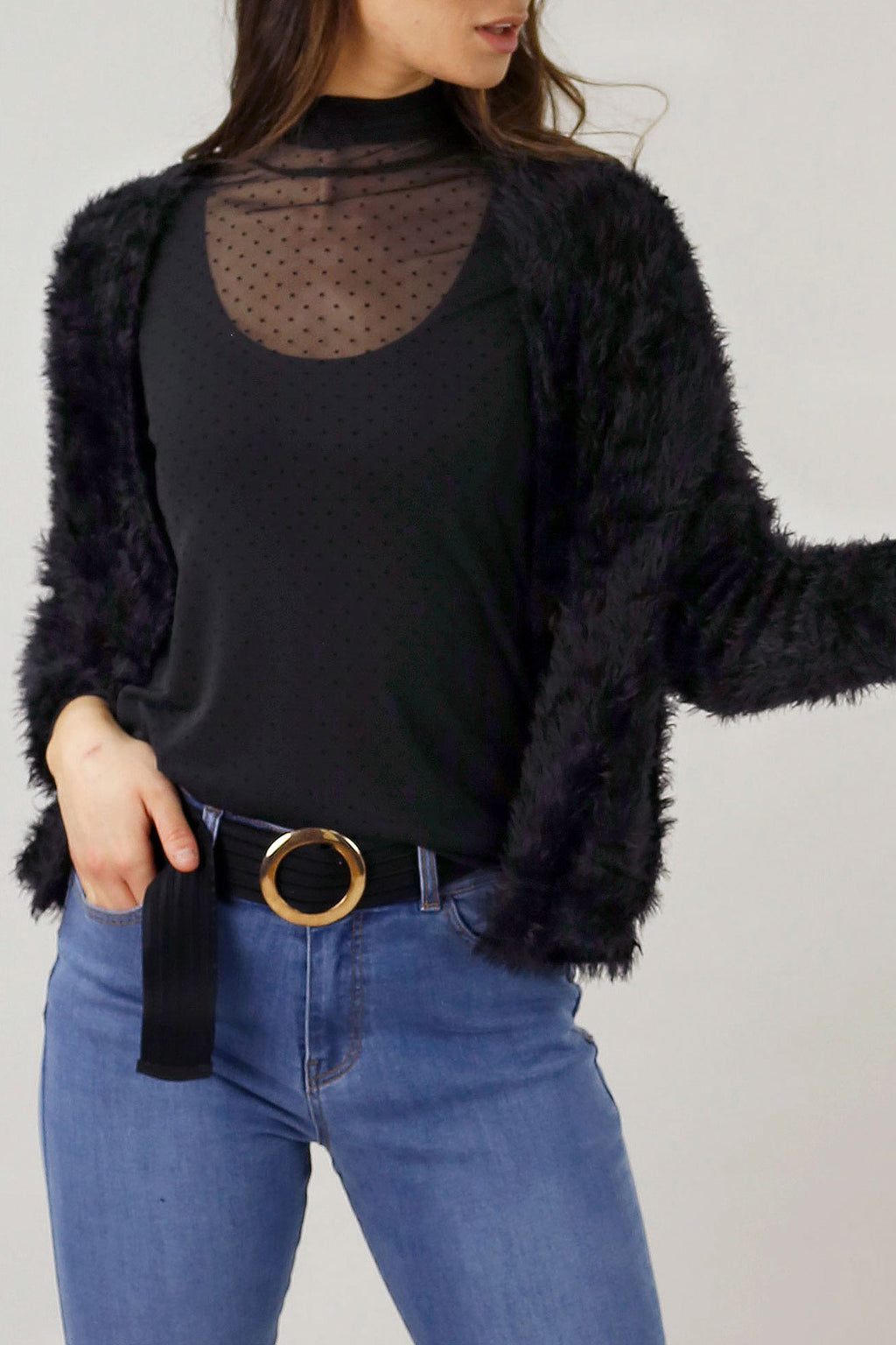 Black Plush Wonder Cardi - FINAL SALE