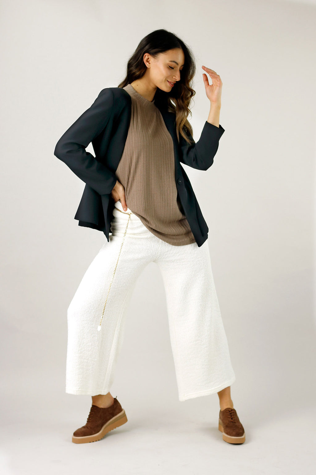 White Mod Rib Culotte