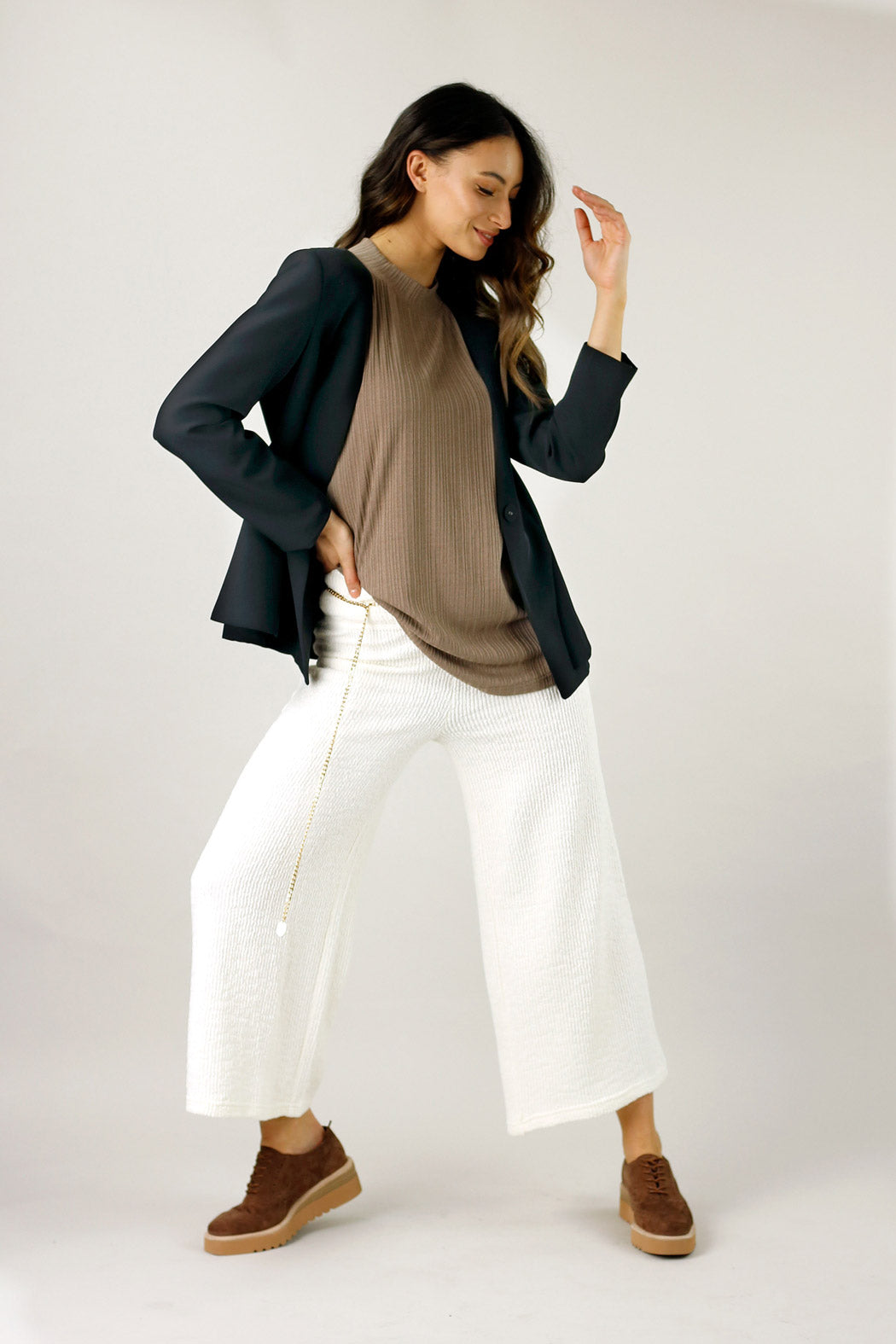 White Mod Rib Culotte