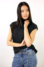 Black Shimmer Turtle Top - SALE