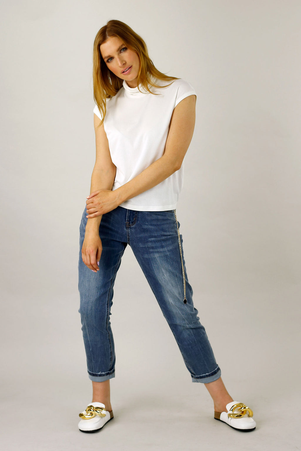 White Shimmer Turtle Top - SALE