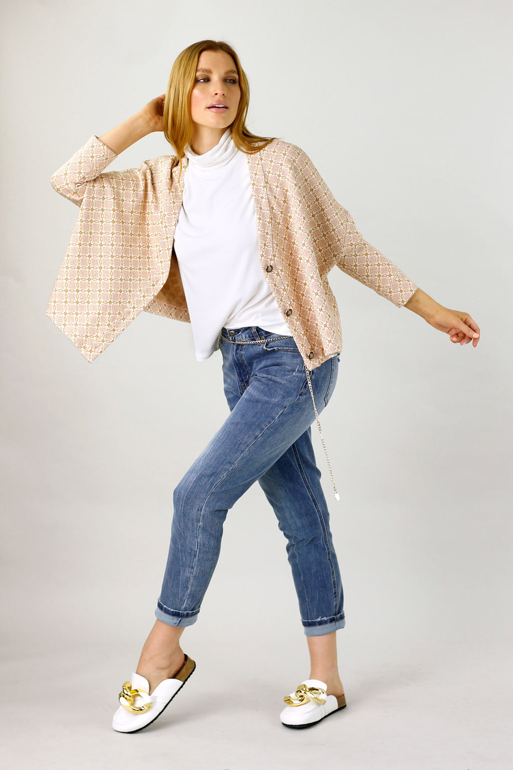 Peach Chain Knit Cardi - FINAL SALE