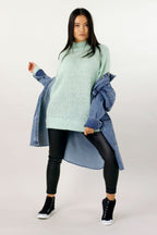Mint Raglan Turtle Neck Top