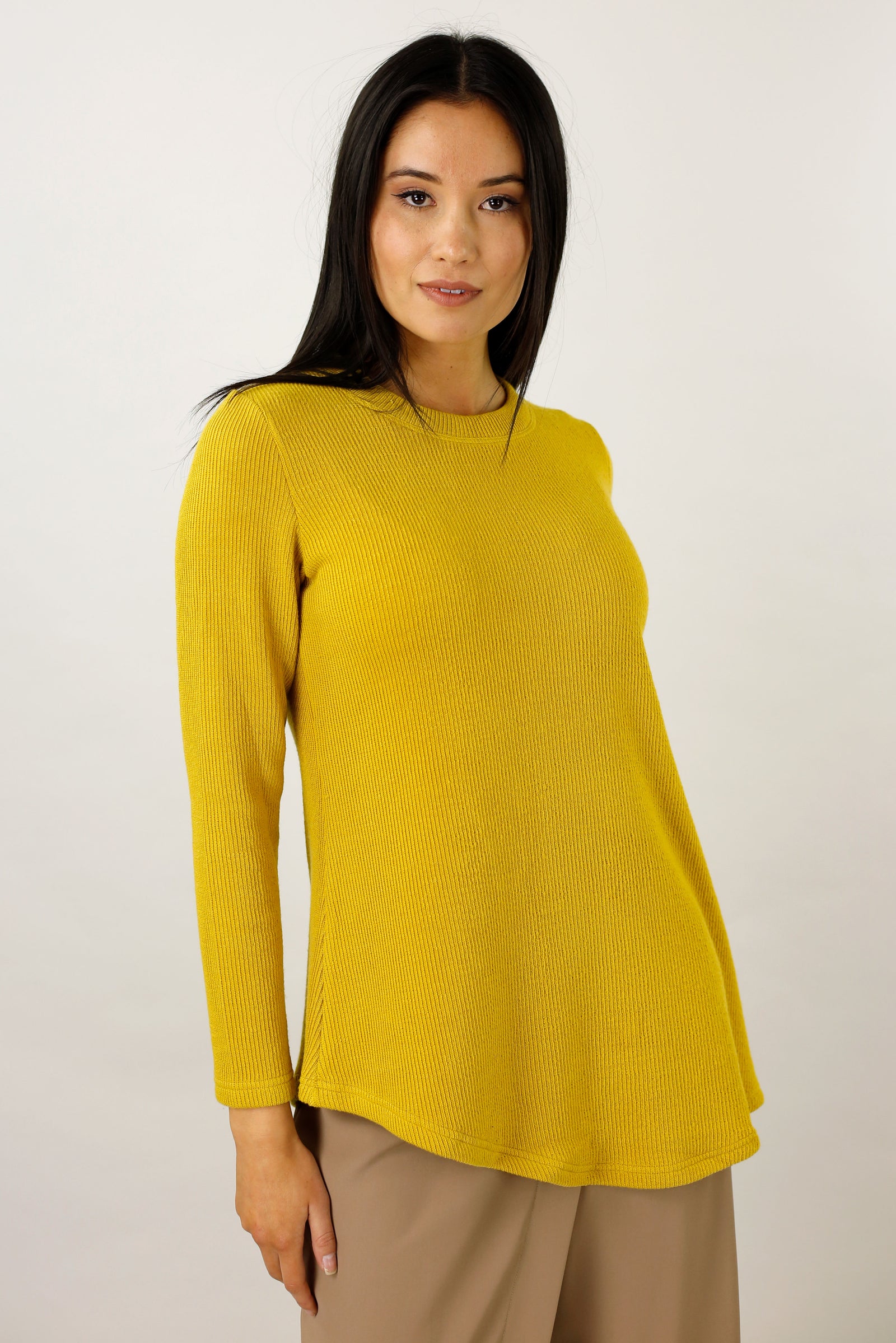 Yellow Rib Crew Neck Top - FINAL SALE