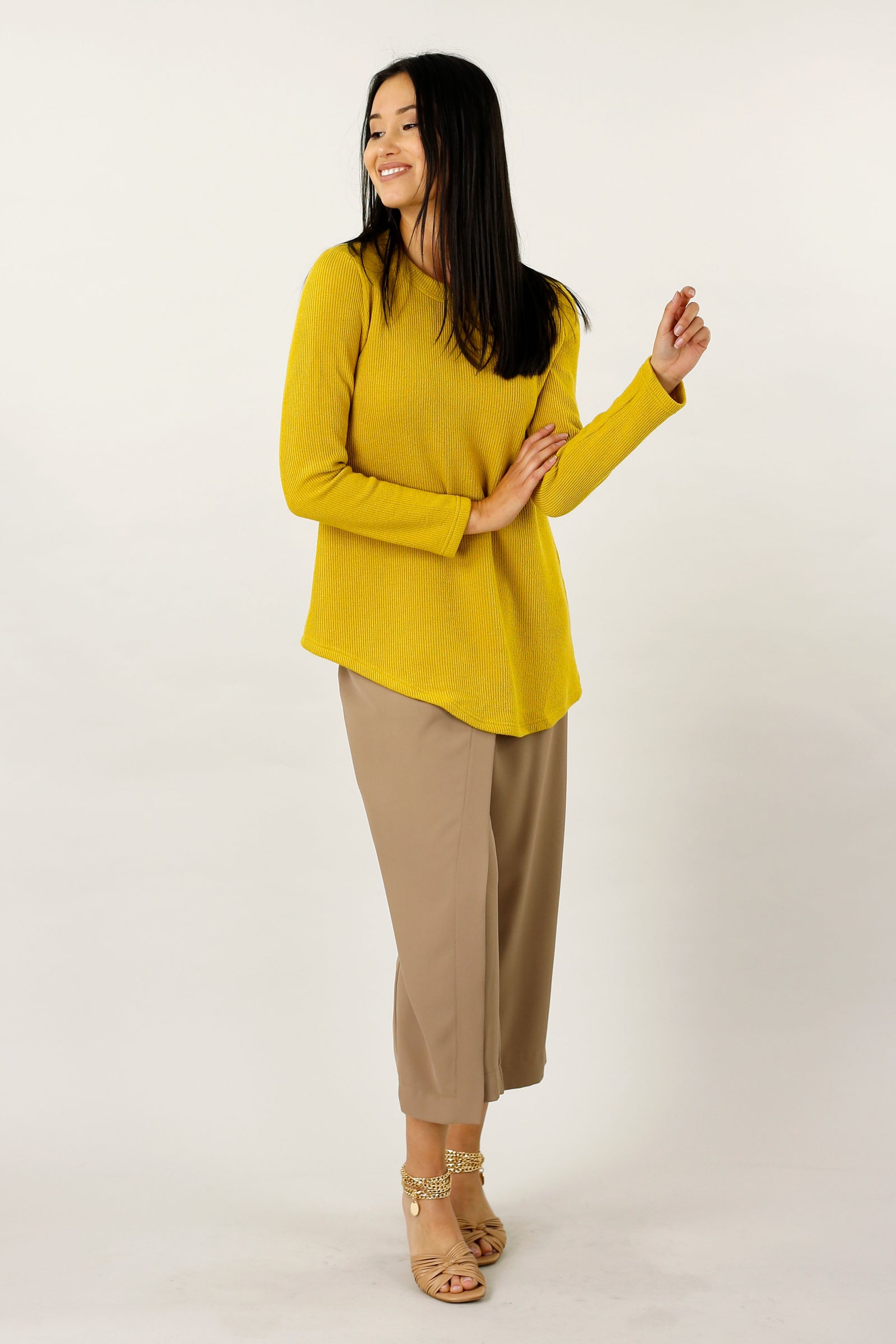Yellow Rib Crew Neck Top - FINAL SALE