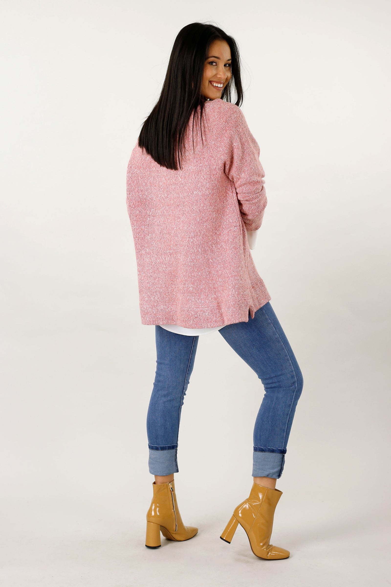Pink Raglan Turtle Neck Top