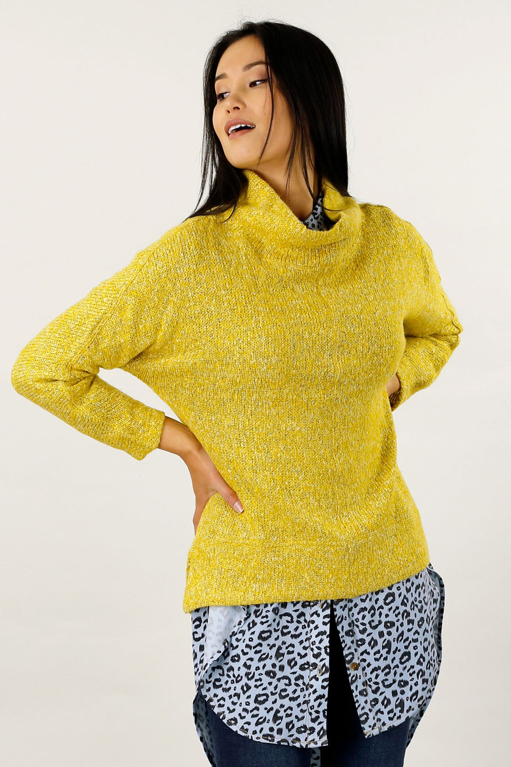 Yellow Raglan Turtle Neck Top - FINAL SALE