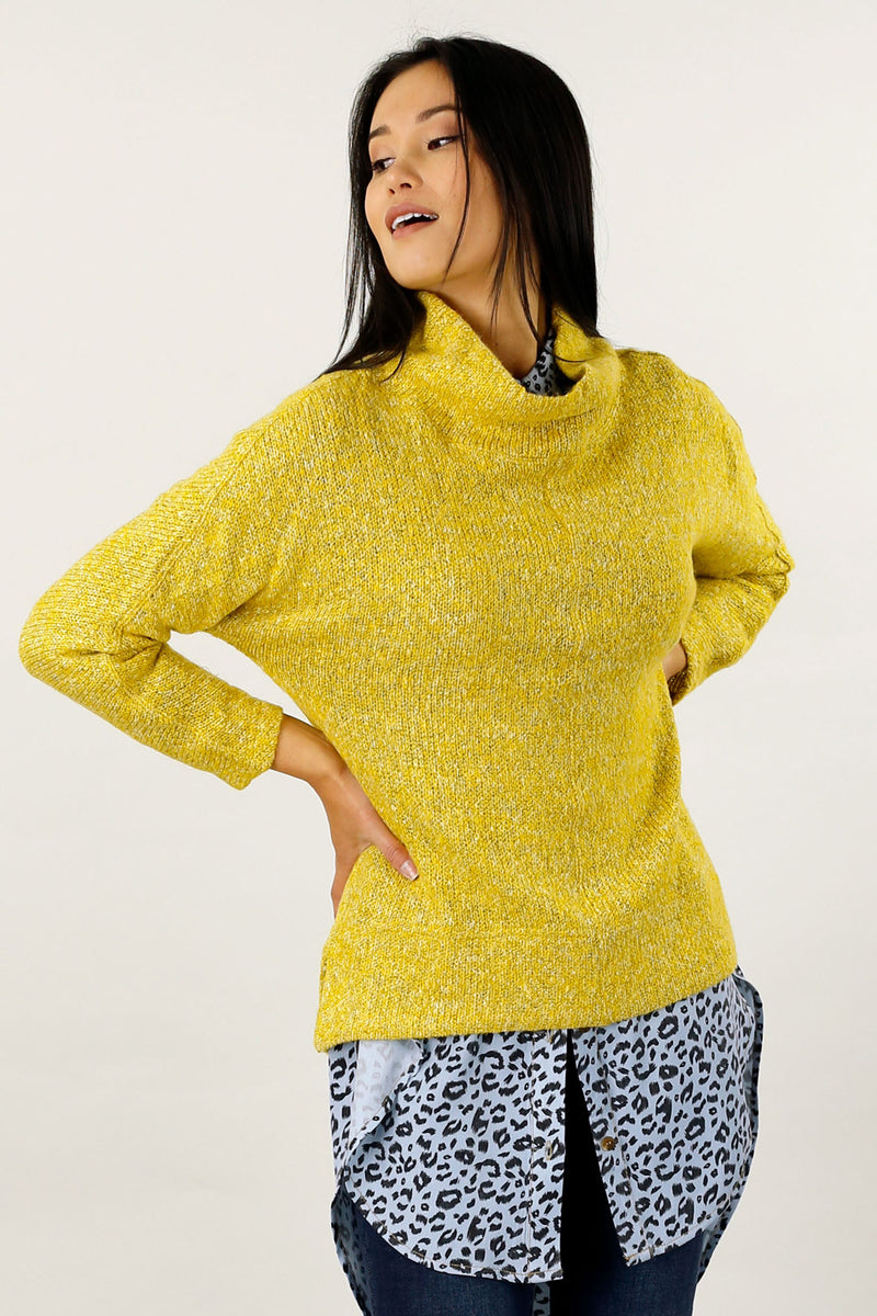Yellow Raglan Turtle Neck Top - FINAL SALE