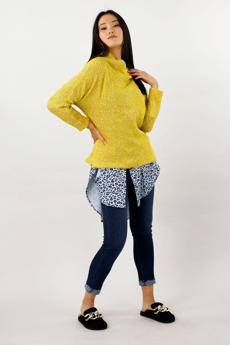 Yellow Raglan Turtle Neck Top - FINAL SALE