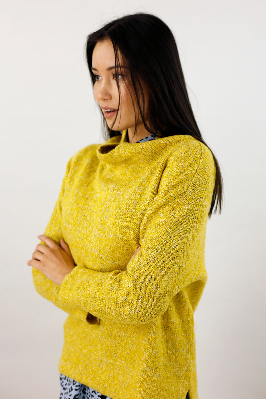 Yellow Raglan Turtle Neck Top - FINAL SALE