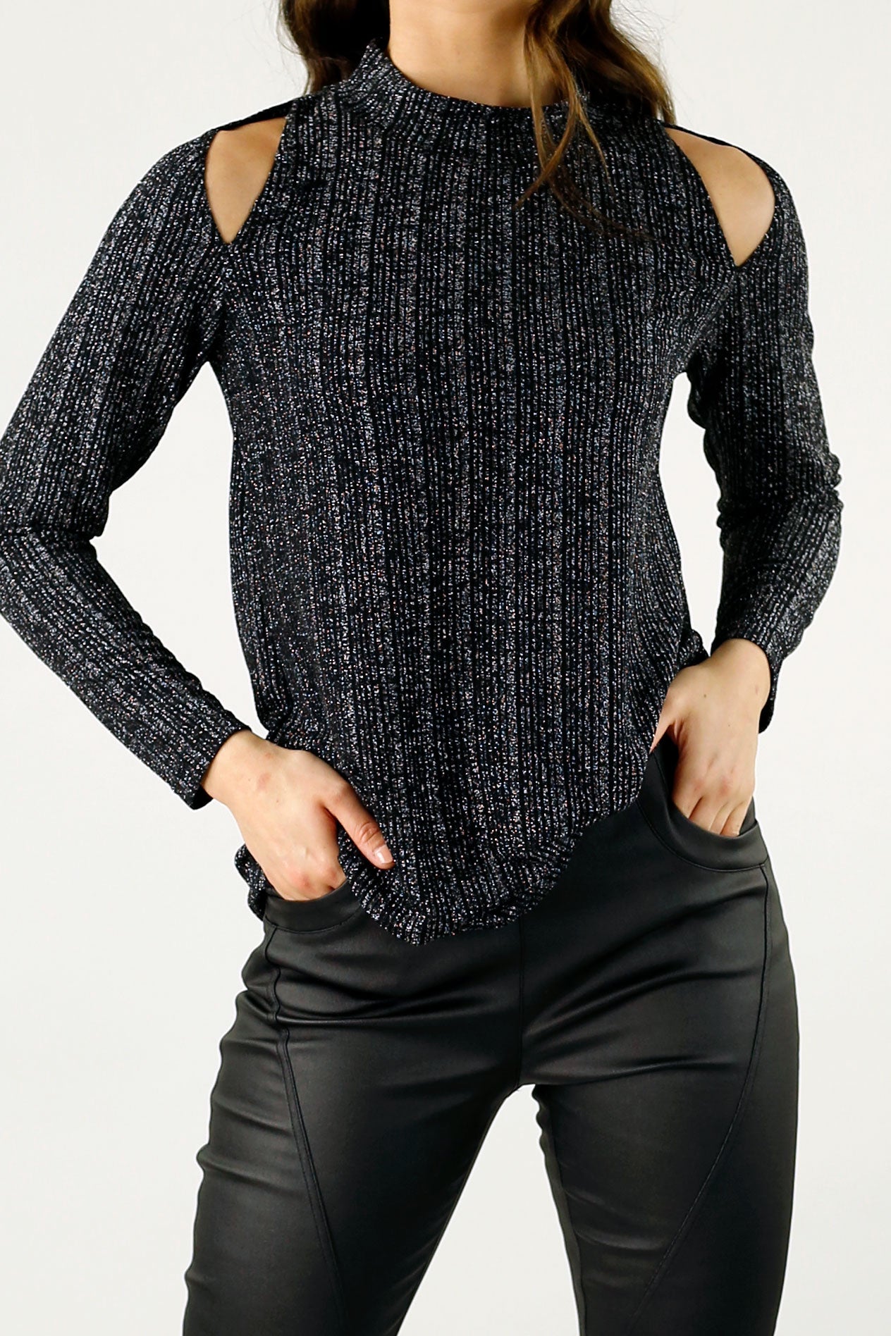 Silver Glam Rib Top - SALE