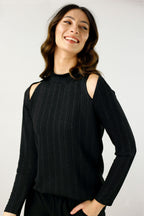 Black Glam Rib Top - SALE