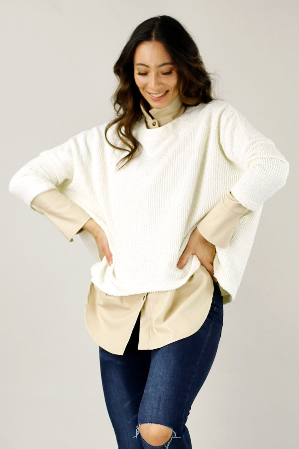White Mod Rib Crew Jumper - SALE