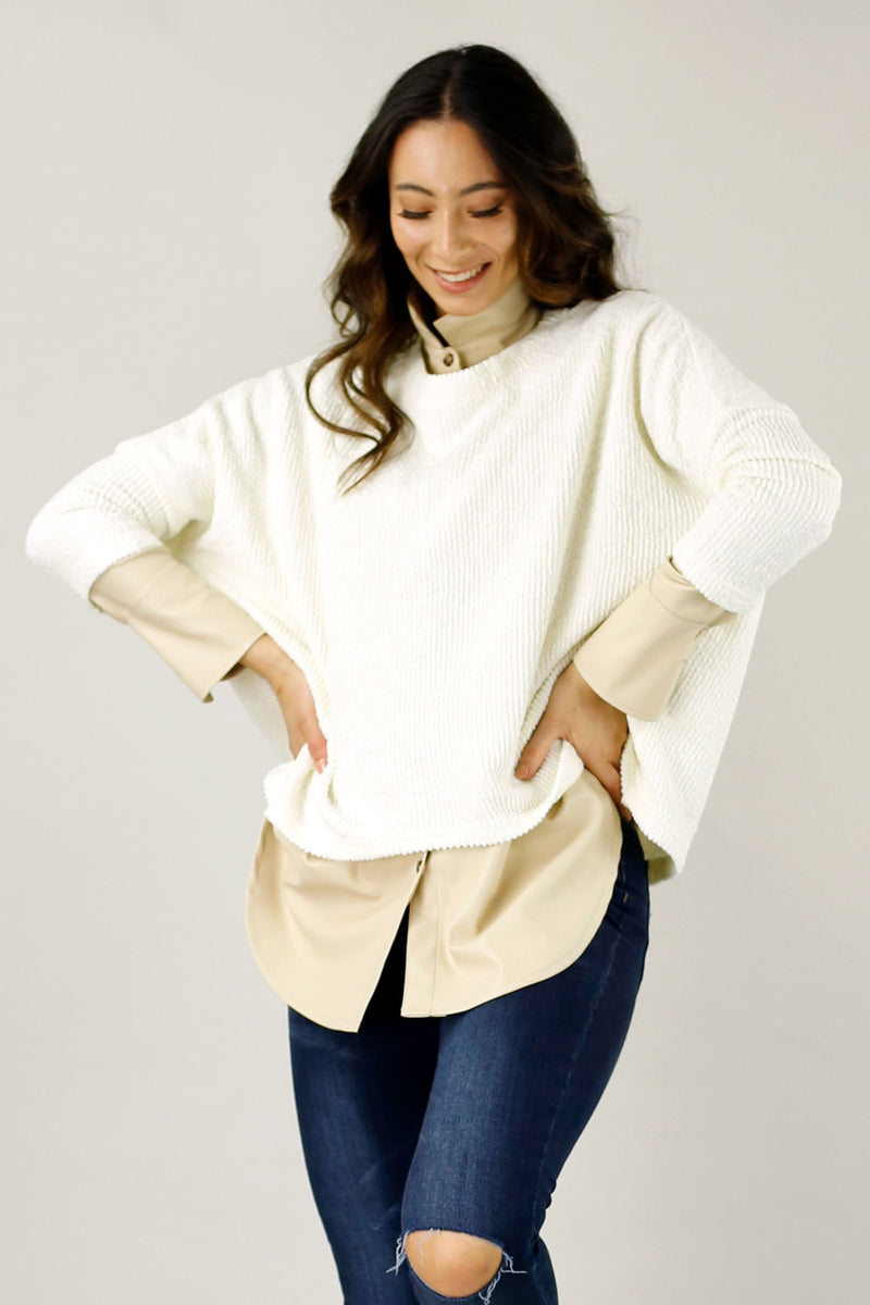 White Mod Rib Crew Jumper - SALE