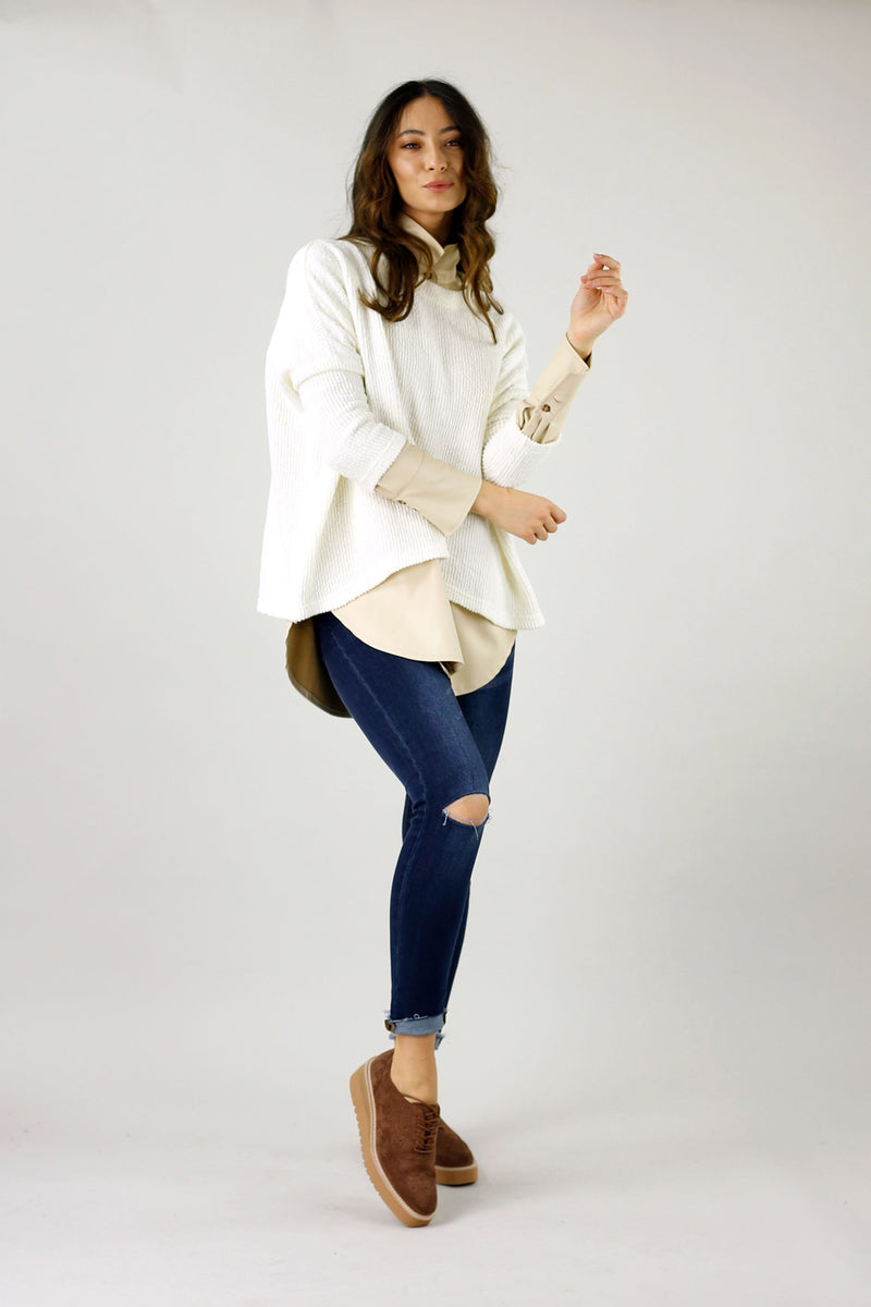 White Mod Rib Crew Jumper - SALE